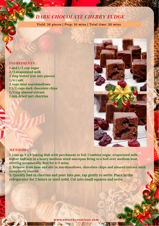SHC Special Edition Recipes DARK CHOCOLATE CHERRY FUDGE RECIPE