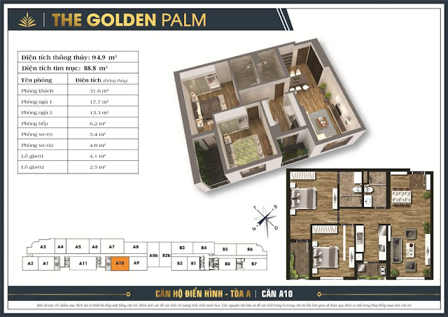 Mặt bằng căn A10 tòa A The Golden Palm Mặt bằng căn A10 tòa A The Golden Palm