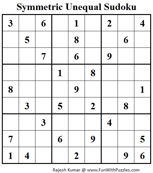 Symmetric Unequal Sudoku (Fun With Sudoku #80)