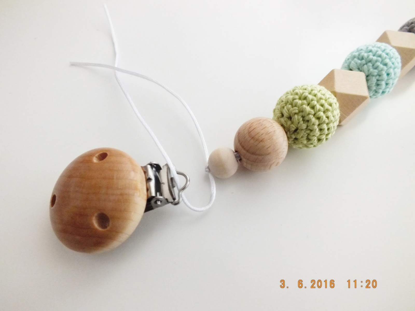 Holzperlen Ellipse Streifen Perle Kinder Handwerk Schnuller Clip Halskette DIY 