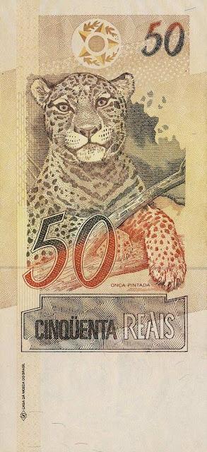 Brazil Currency 50 Reals banknote 1994 Jaguar Panthera