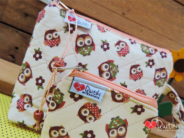 Conjunto de Necessaires Corujinhas Marrons