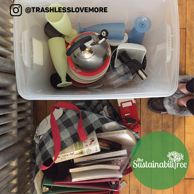 Things to donate A box of kitchen accessories ready to be donated to the uOttawa Free Store