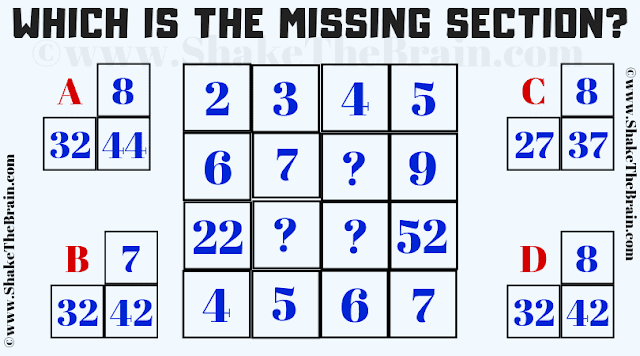 In this Missing Section Maths Puzzle, your challenge is to find the missing section