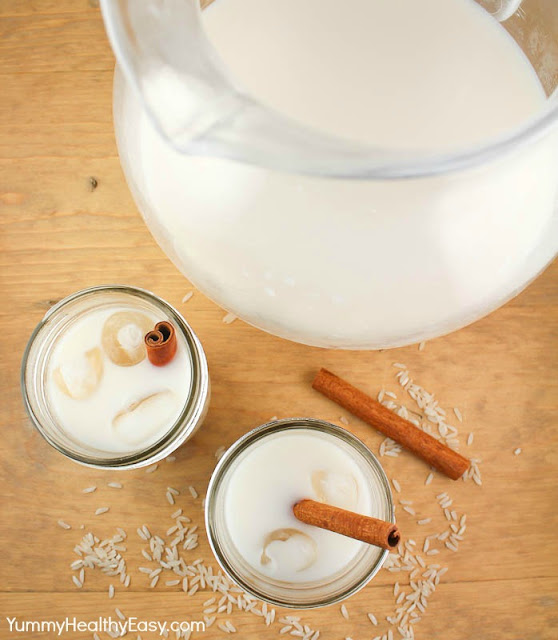 A delicious and easy recipe to make horchata at home! It's a rice and cinnamon drink that's just about the best-tasting creamy drink ever!