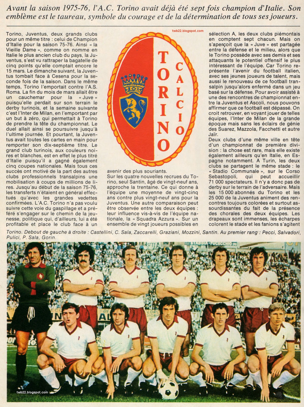 TWB22 Torino Stagione 1975 1976 Campione d'Italia