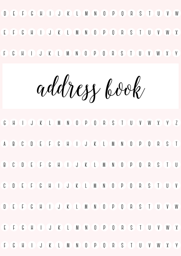 Free Printable Irma Address Book // Eliza Ellis. Available in 6 colors and in both A4 and A5 sizes.