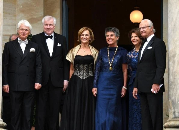 Queen Silvia and King Carl Gustaf,Brigitte Merk-Erbe and Thomas Erbe, Bavarian Minister-President Horst Seehofer and Karin at Bayreuth Festspielhaus