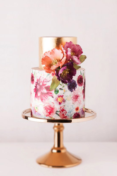 Tarta nupcial pintada a mano - Foto: Polka Dot Bride Tarta nupcial pintada a mano - Foto: Polka Dot Bride