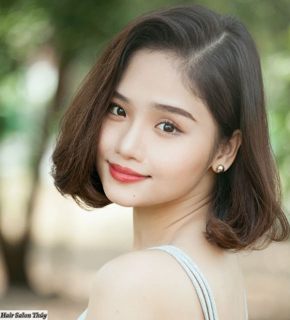 Tóc ngắn duỗi phồng uốn đuôi toc ngan uon phong 2019