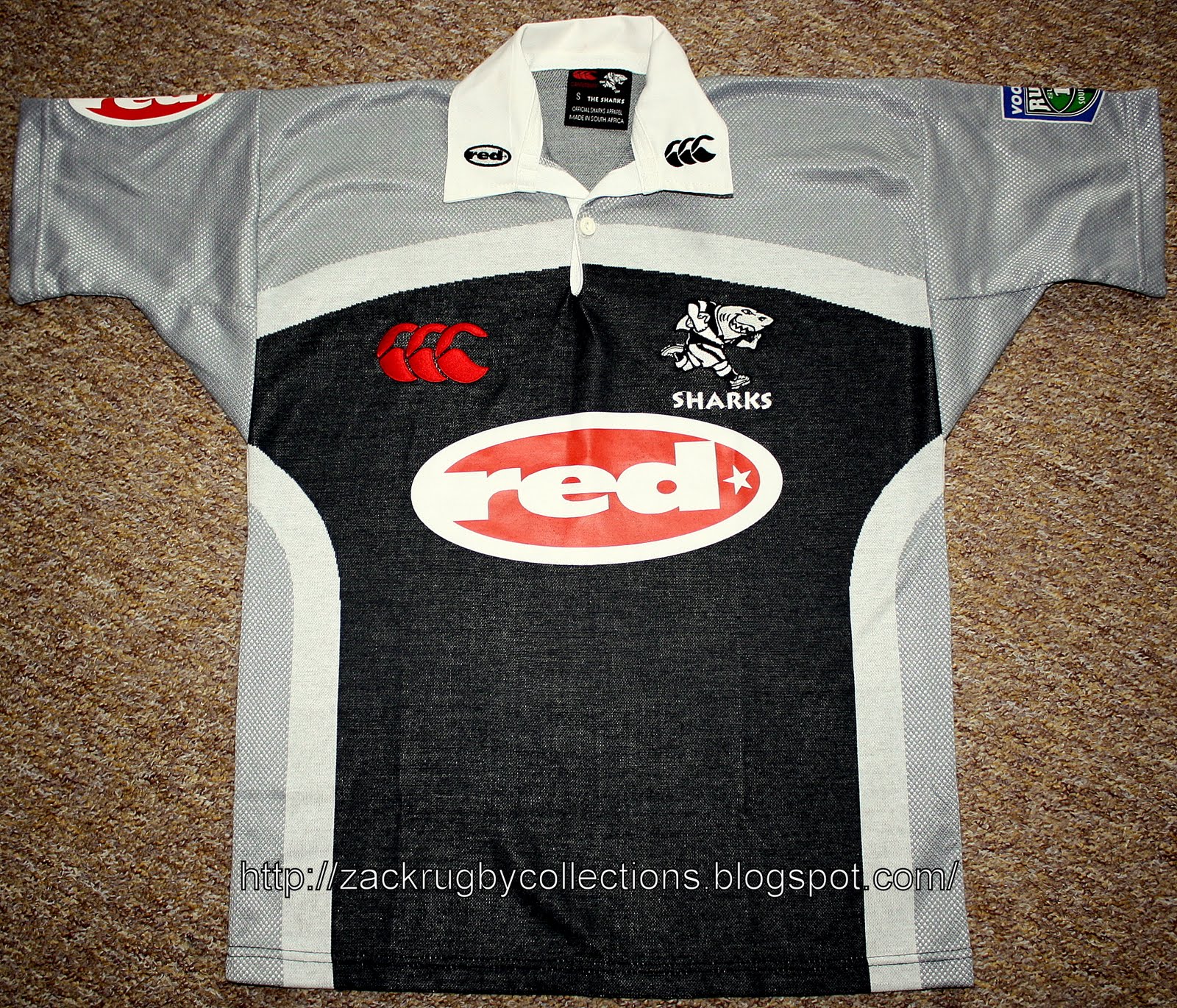 ZackRugby Collections® Sharks Super 12 Pro Home 2000/2001 Rugby Jersey