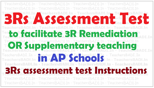 3Rs Assessment Test to facilitate 3R remediation/supplementary teaching in AP Schools 3Rs Assessment Test module, hand book,3R remediation/supplementary teaching,AP Schools