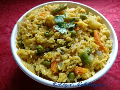 mixed vegetable masala rice in electric rice cooker