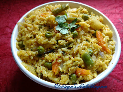 Mixed Vegetable Masala Rice In Pressure Cooker