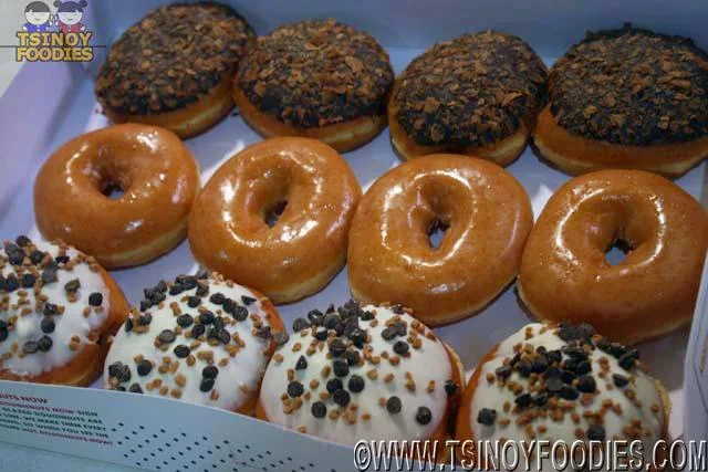 krispy kreme dark chocolate white vanilla cookie butter doughnuts