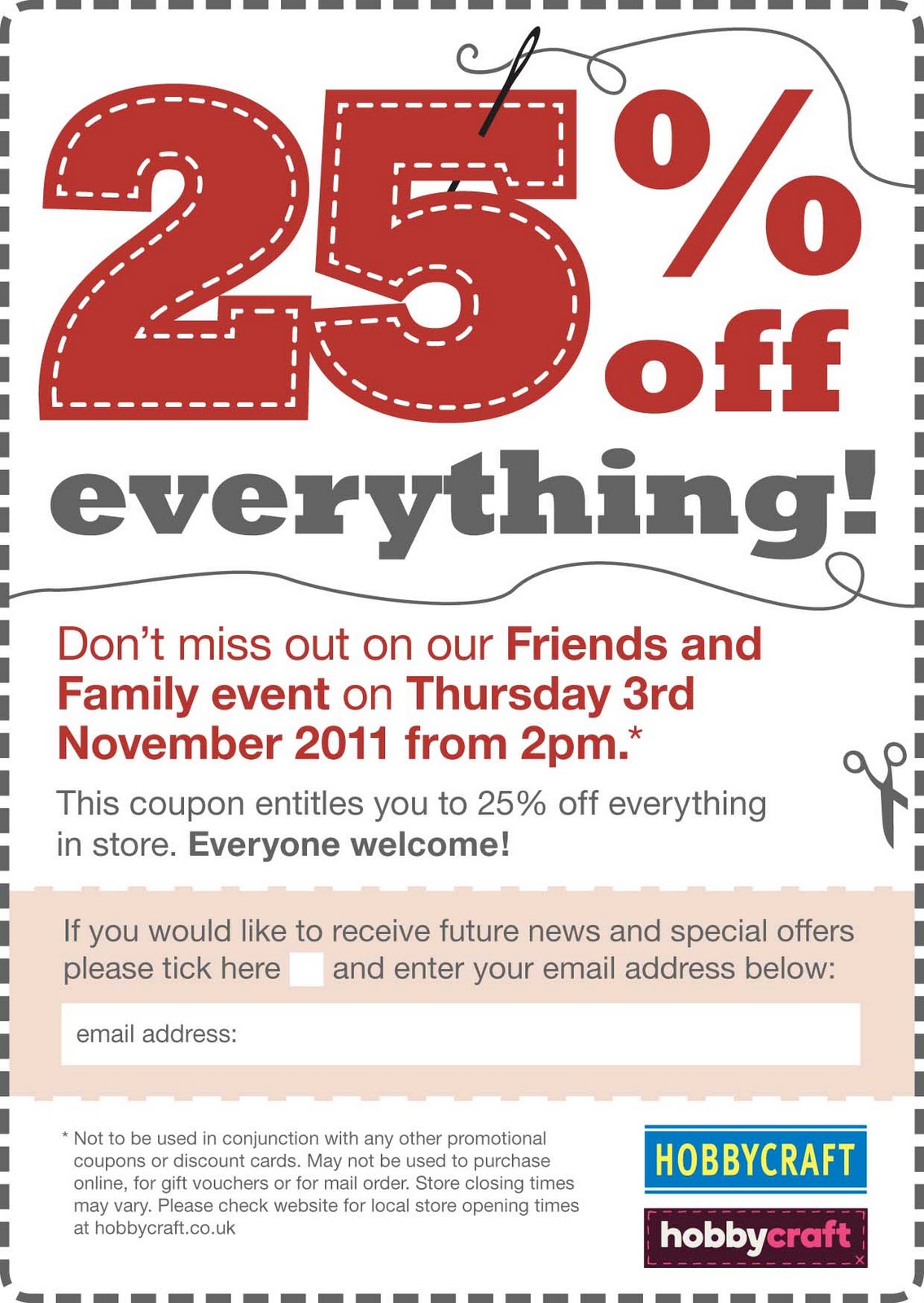 SW Craft Club Hobby Craft 25 Discount Voucher