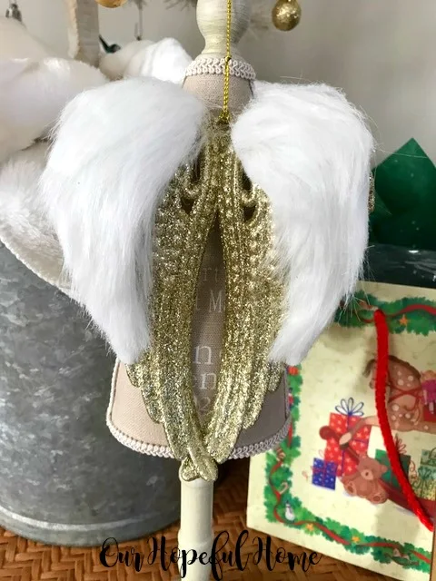 gold glitter angel wings ornament mini mannequin