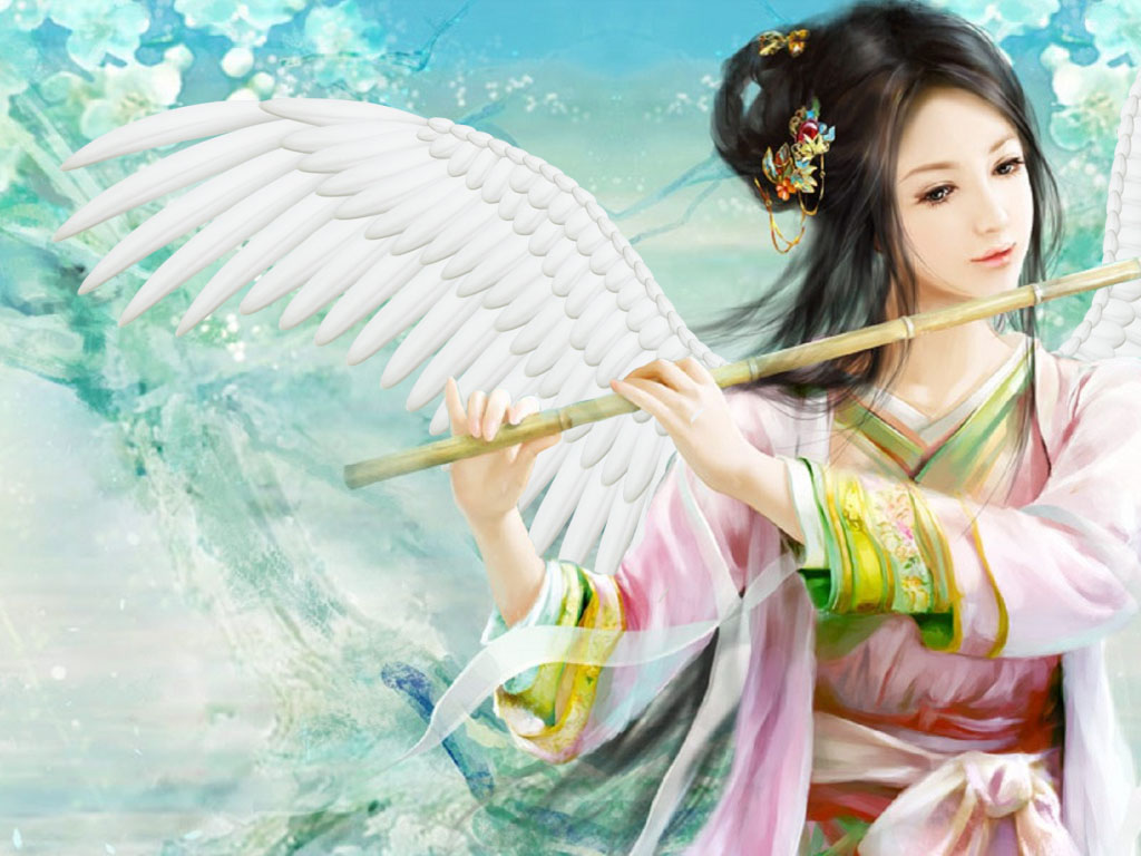 Trail Of The Angels angel playing bamboo flute
