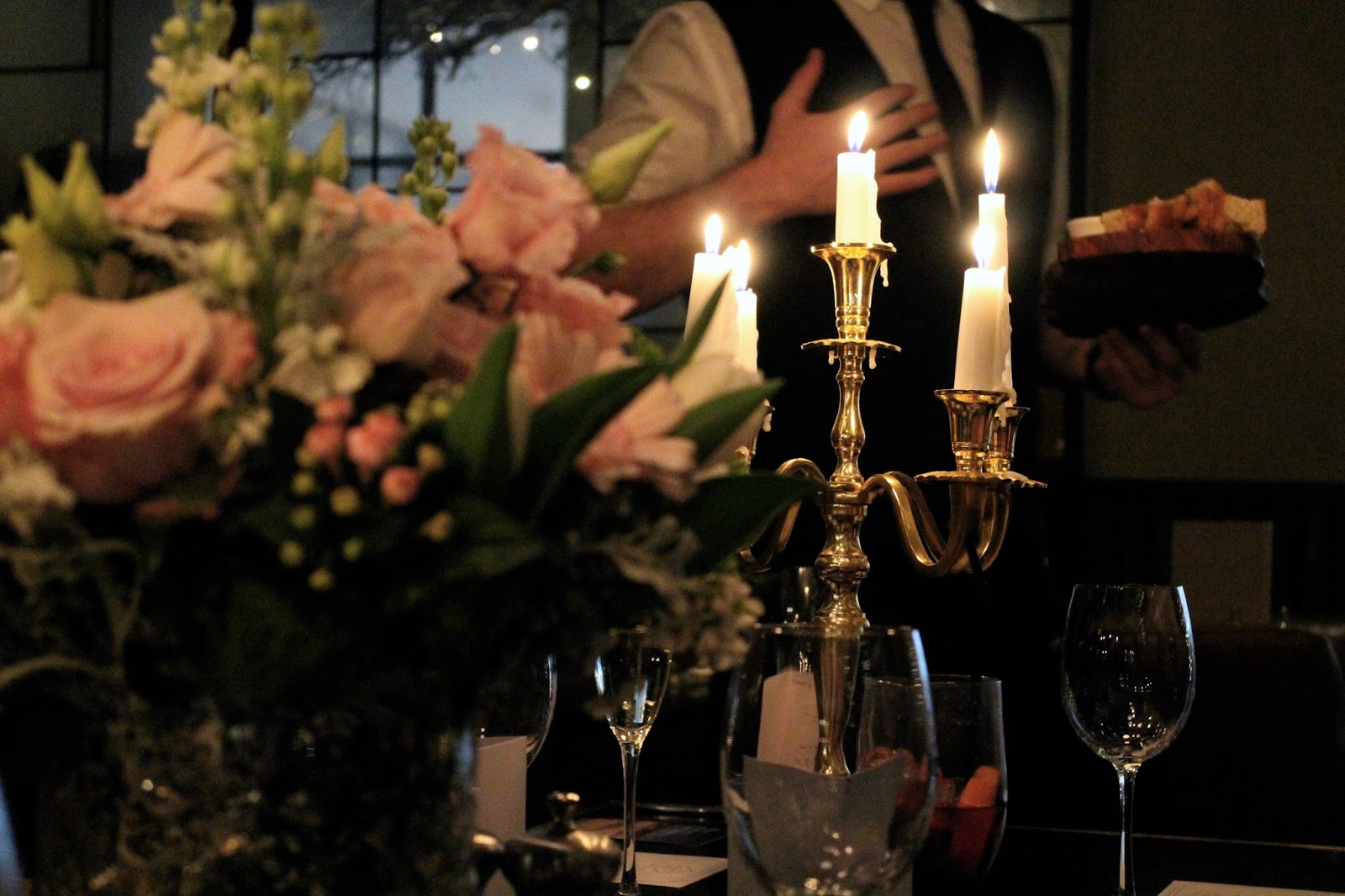 Candelabra restaurant set-up at Gusto, Leeds | The Dress Diaries