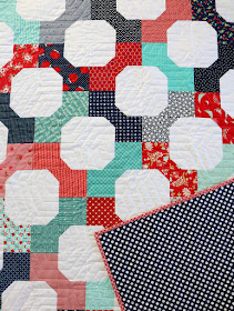 Bow Tie quilt tutorial from Andy of A Bright Corner - A fat quarter quilt that also makes a great scrap quilt project! 
