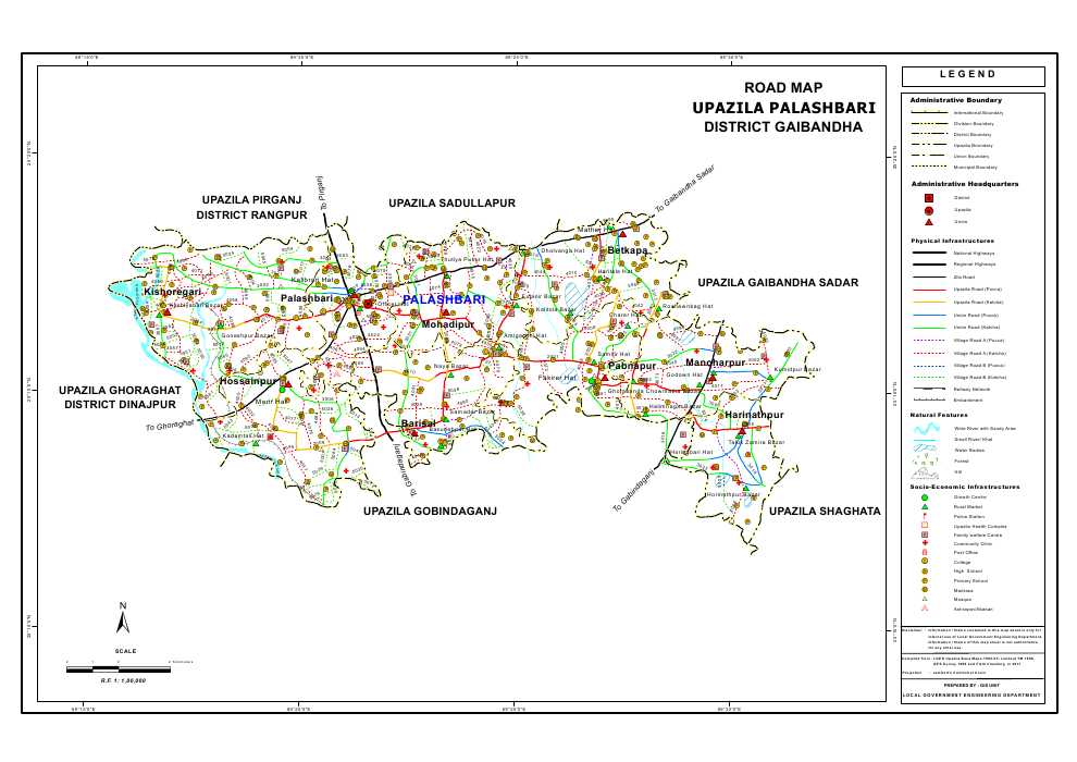 Palashbari Upazila Road Map Gaibandha District Bangladesh