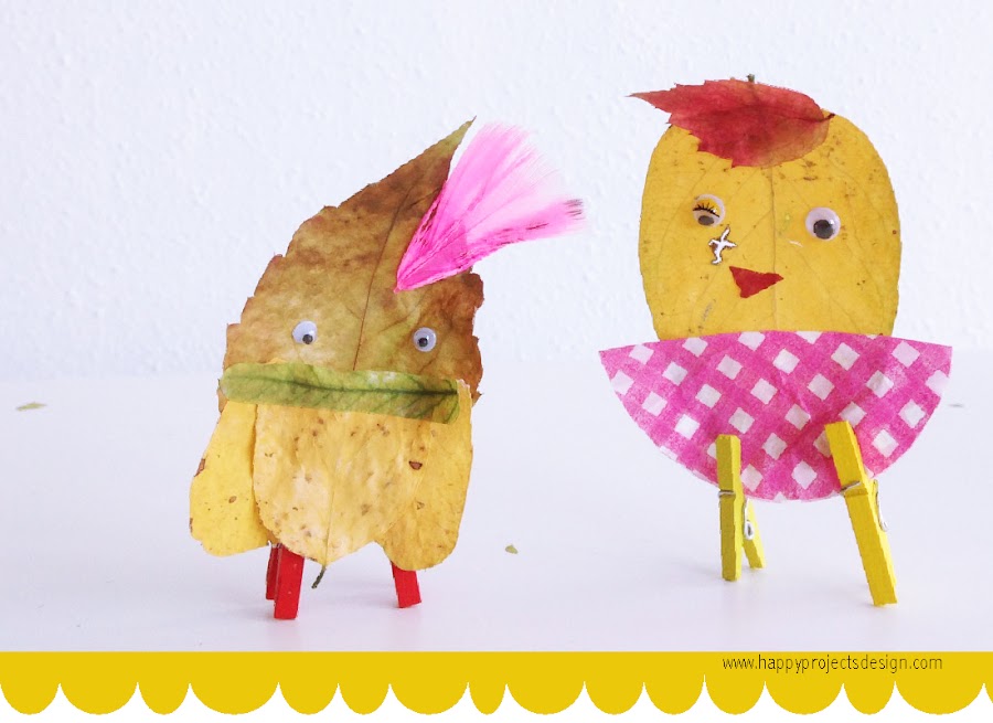 diy otoño personajes con hojas