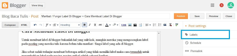 fungsi membuat label di blogger