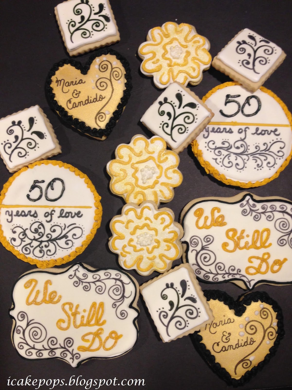 Icakepops 50th Wedding Anniversary Cookies They Give Me Total Control While Creating Swirls And Writing Names On Iced Cookies My Hand Just Isn T As Skilled With Piping In The Medium Of Royal