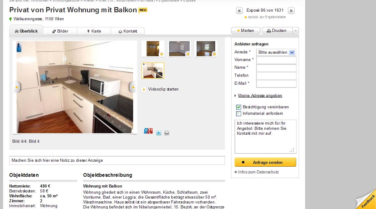 Single wohnung wien privat