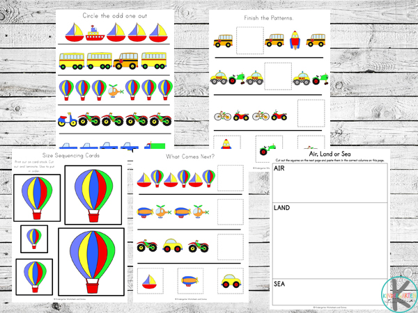 FREE Transportation Worksheets – Kindergarten Worksheets and Games