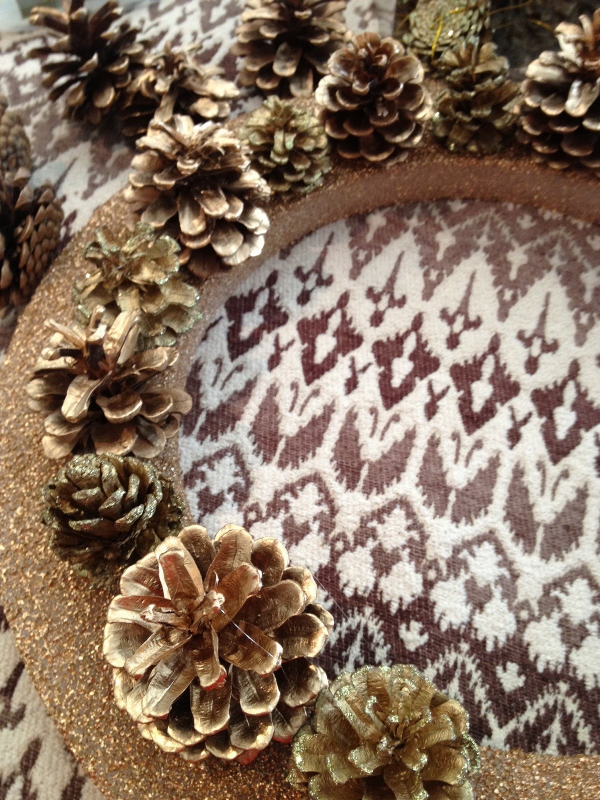 Sadie stella diy gold glammy pinecone wreath