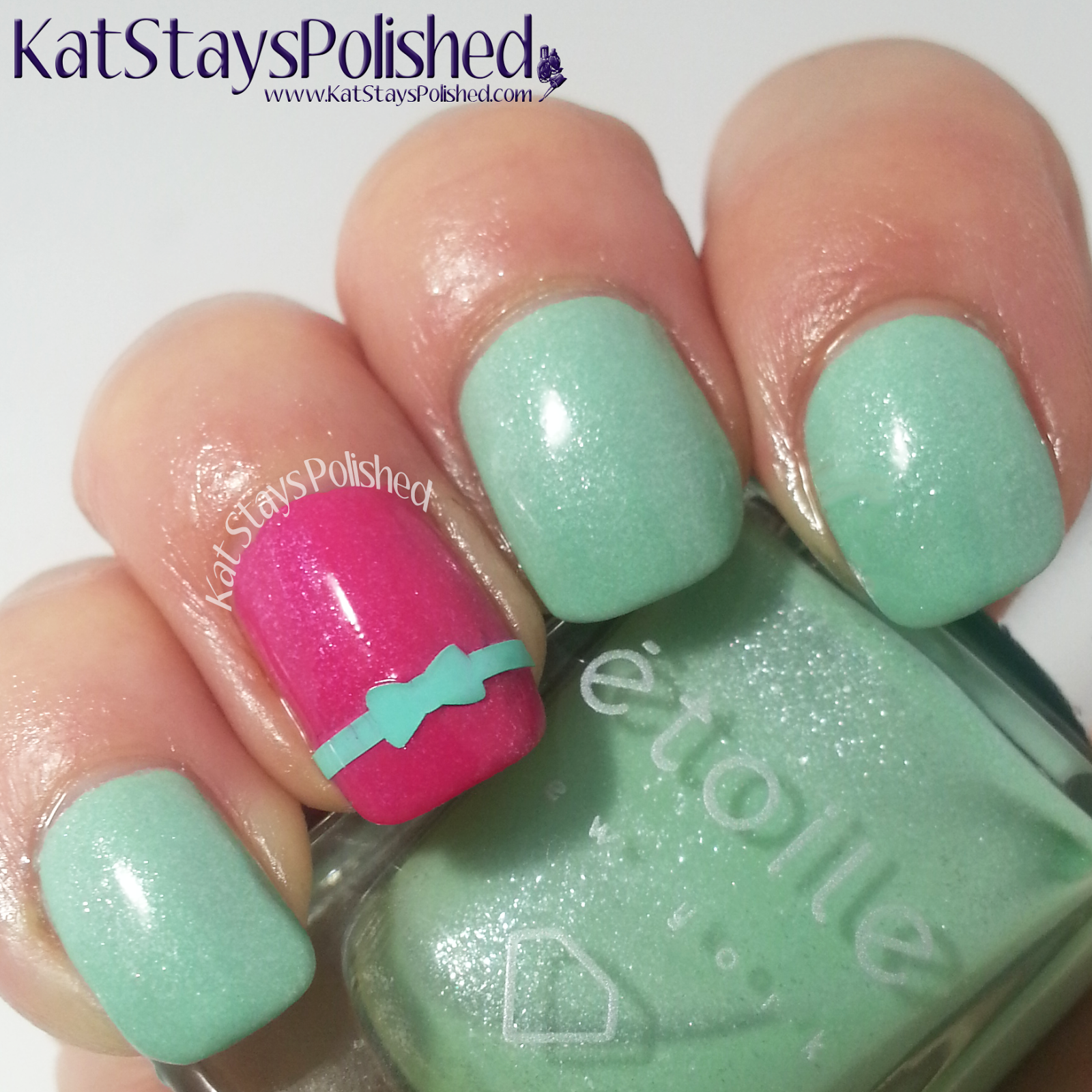 You Polish Nail Decals | étoile nail polish Greenwich St. Soirée - Fizzy Cucumber & Pink Panache | Kat Stays Polished