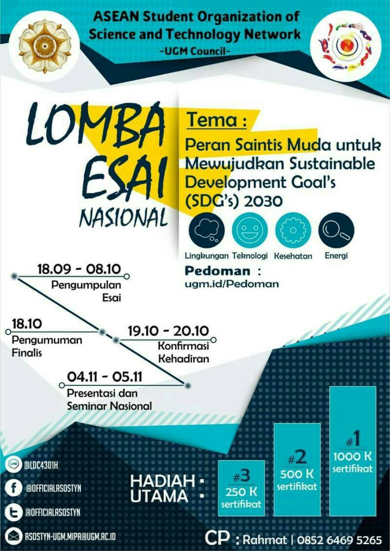 Lomba Menulis Esai Nasional ASOSTyN UGM 2017 Info Lomba