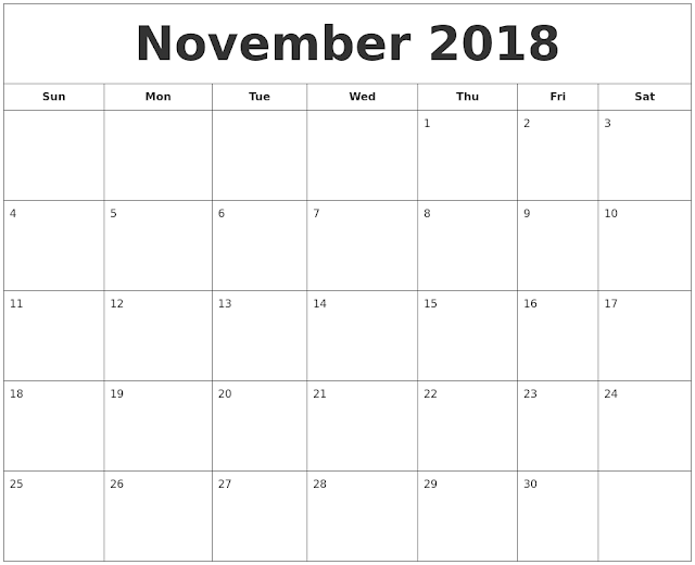 Download November 2018 Calendar Printable, Free Calendar November 2018 Sample, November 2018 Blank Calendar, 2018 November Calendar Templates, Download November Calendar 2018