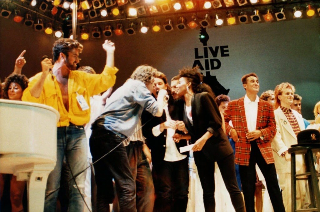 Pictures of Bands On Stage during the 1985 Live Aid Concert at Wembley Stadium Vintage Everyday