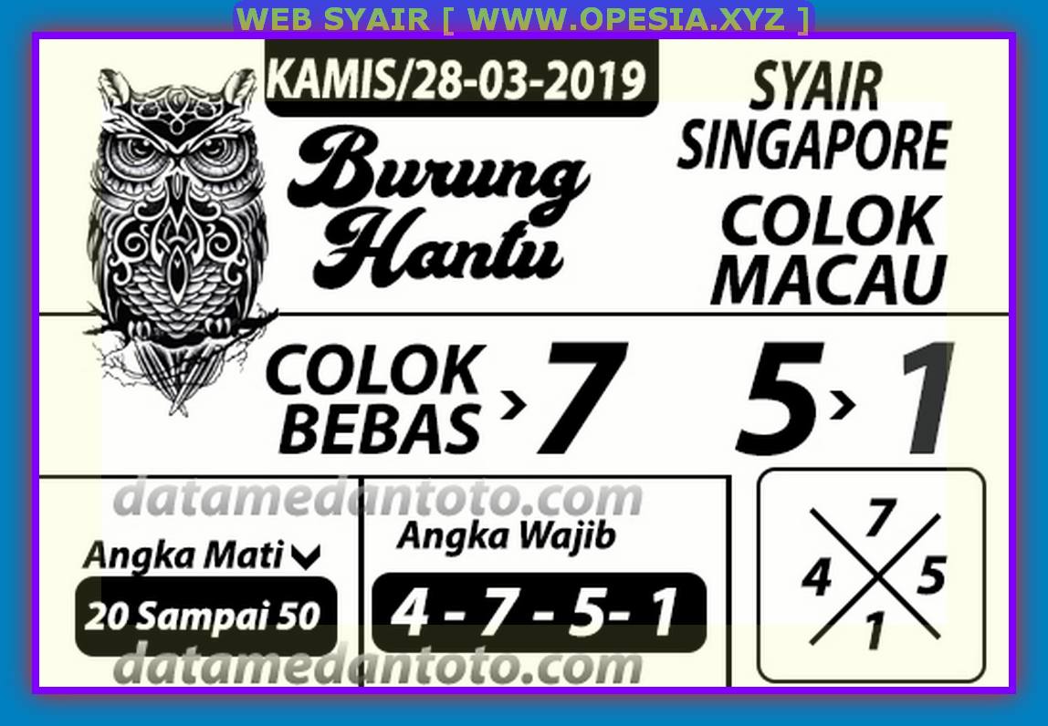 Kode Syair Toto sgp Kamis 28 Maret 2019 GOsyair SEDIA