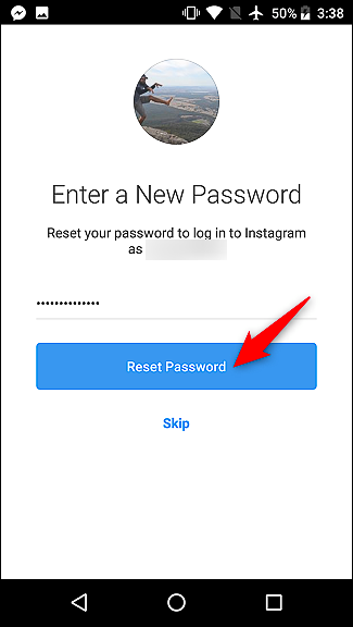 Digitare la nuova password Instagram