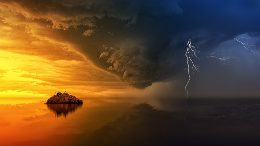 Island During Golden Hour And Upcoming Storm Island During Golden Hour And Upcoming Storm