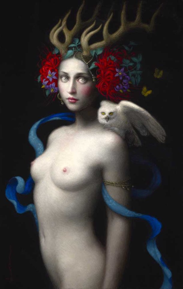 Chie Yoshii pinturas a óleo mulheres clássicas seminuas pele clara seios peitos