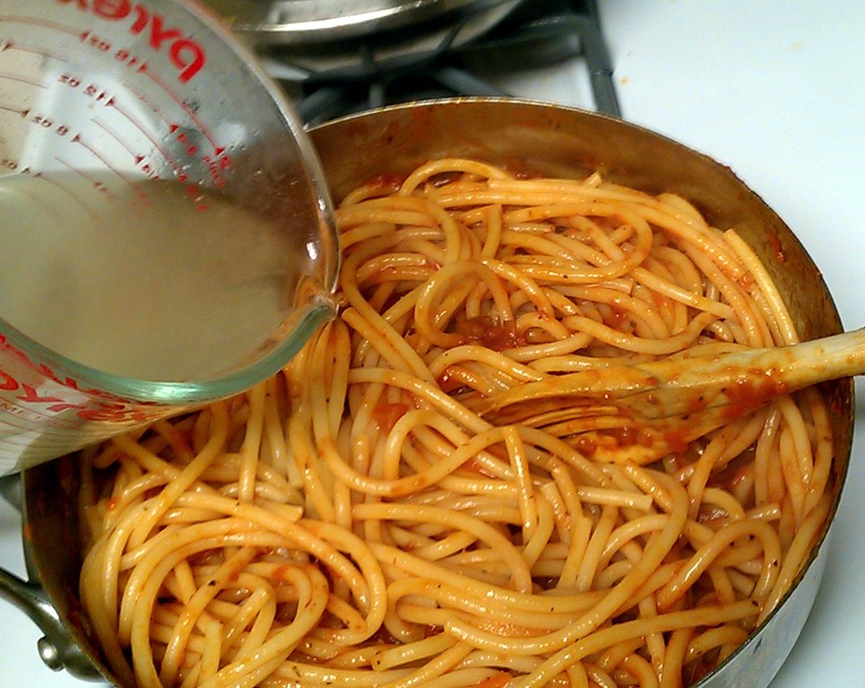 Kissing the Cook Bloody Mary Sauce with Bucatini Pasta