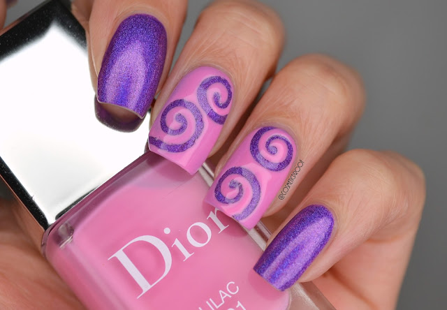Purple and Pink Holo Nail Art