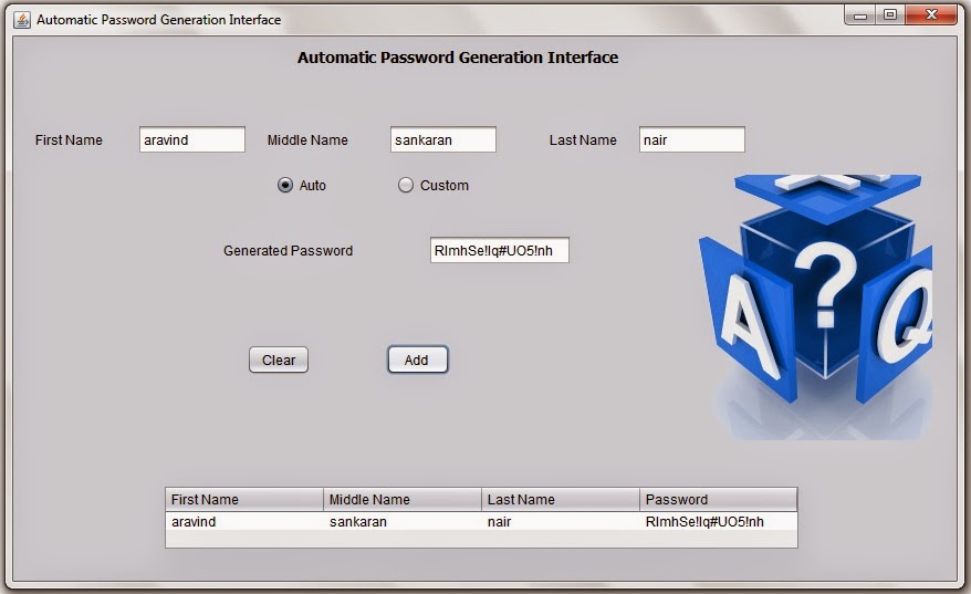 AZ About Java Random password generation using java swing