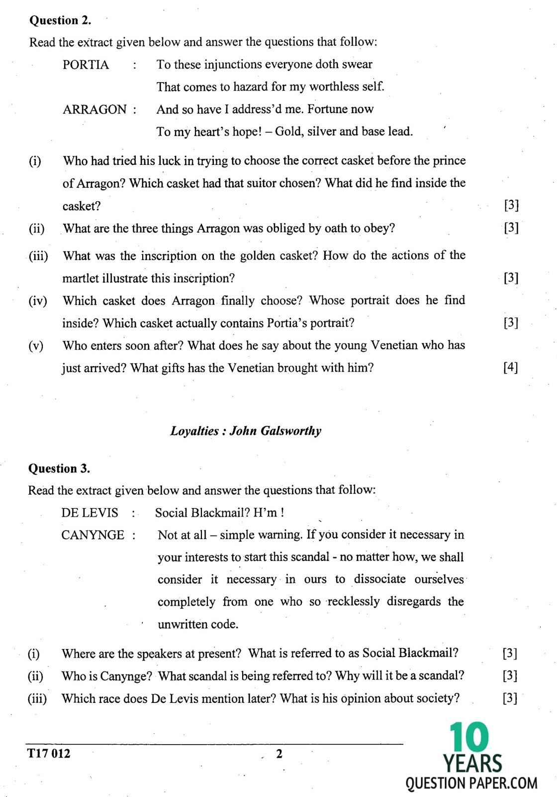 icse 2016-2017 class 10th english paper-2 question paper icse 2017 class 10th english paper 2 question paper