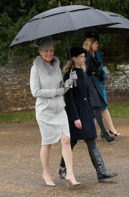 Queen Elizabeth II, Prince William, Duke of Cambridge and Catherine, Duchess of Cambridge, Prince Charles, Prince of Wales and Camilla, Duchess of Cornwall, Prince Harry, Princesses Eugenie and Beatrice, Sophie, Countess of Wessex