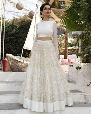 Amazing two piece Indian wedding gown with long sleeve.