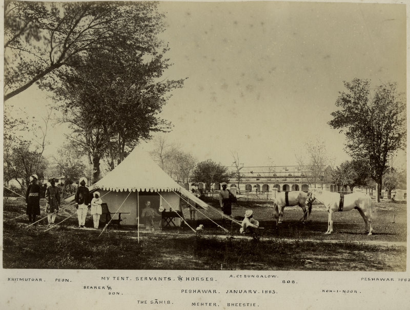 The Tent of an Officer with Servants and Horses - Peshawar 1883