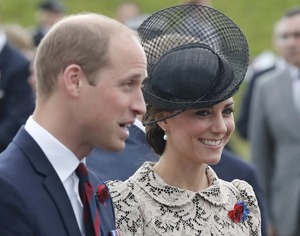 Prince William, Kate Middleton, Prince Harry, Francois Hollande, David Cameron attend Somme Centenary commemorations. Kate Middleton wore a new lace dress