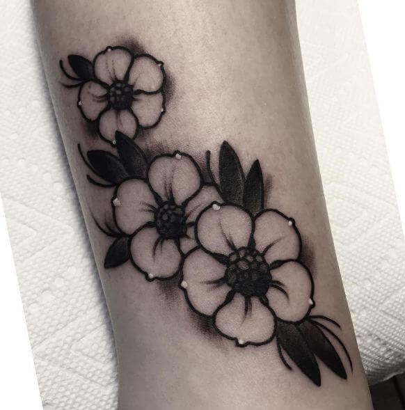 Forearm Cherry Blossom Tattoo Black And White