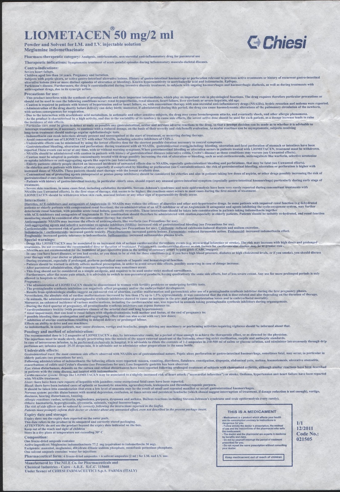 Drug Pamphlet LIOMETACEN