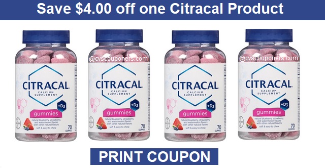 Just Released Save 4.00 off one Citracal Product 70ct Plus Coupon